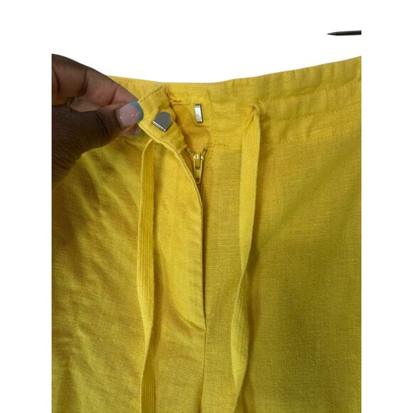 Talbots‎ Pants Linen Cotton Yellow Embroidered Cotton Lagenlook Vacation Size 10 - Picture 6 of 11
